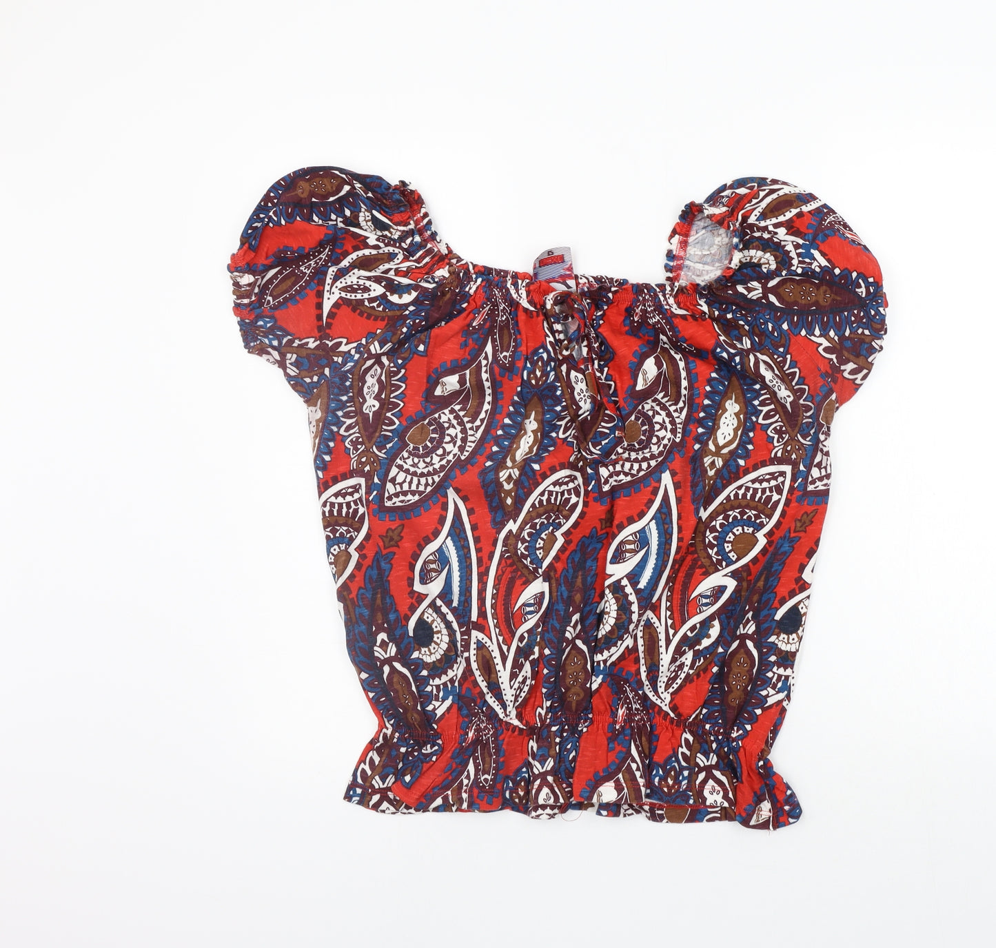 NEXT Womens Red Geometric  Basic T-Shirt Size 12  - elastic