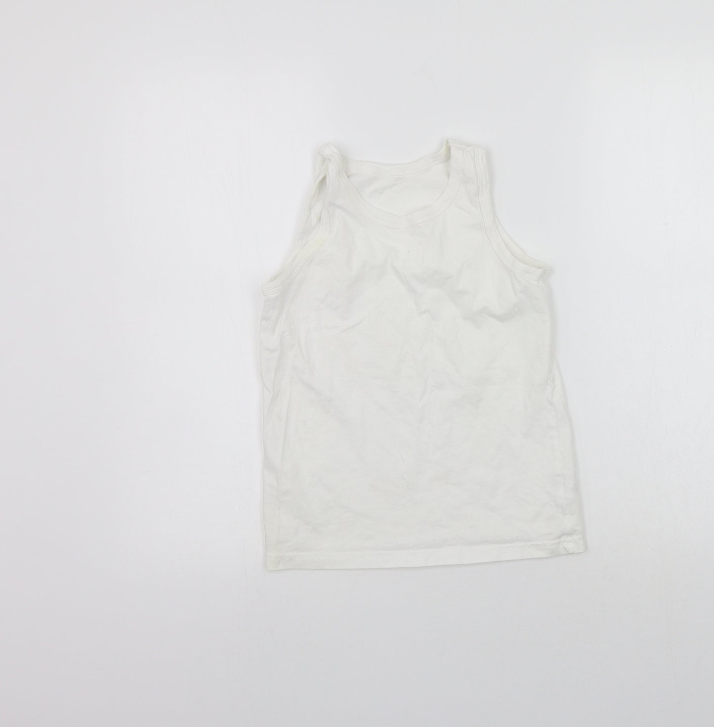 George Boys White   Basic Tank Size 11-12 Years  - washable mark