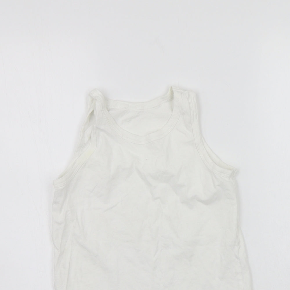 George Boys White   Basic Tank Size 11-12 Years  - washable mark