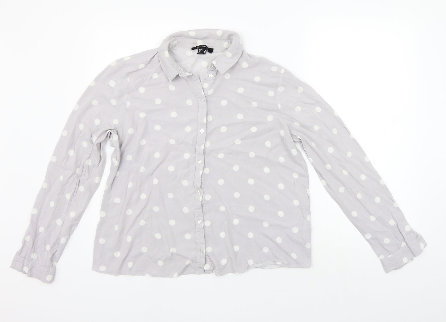 Atmosphere Womens Grey Polka Dot  Basic Button-Up Size 16
