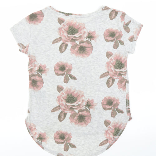 H&M Girls Grey Floral  Tunic T-Shirt Size 13 Years