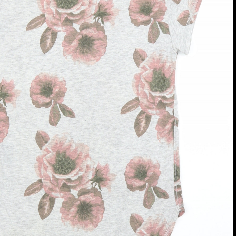 H&M Girls Grey Floral  Tunic T-Shirt Size 13 Years