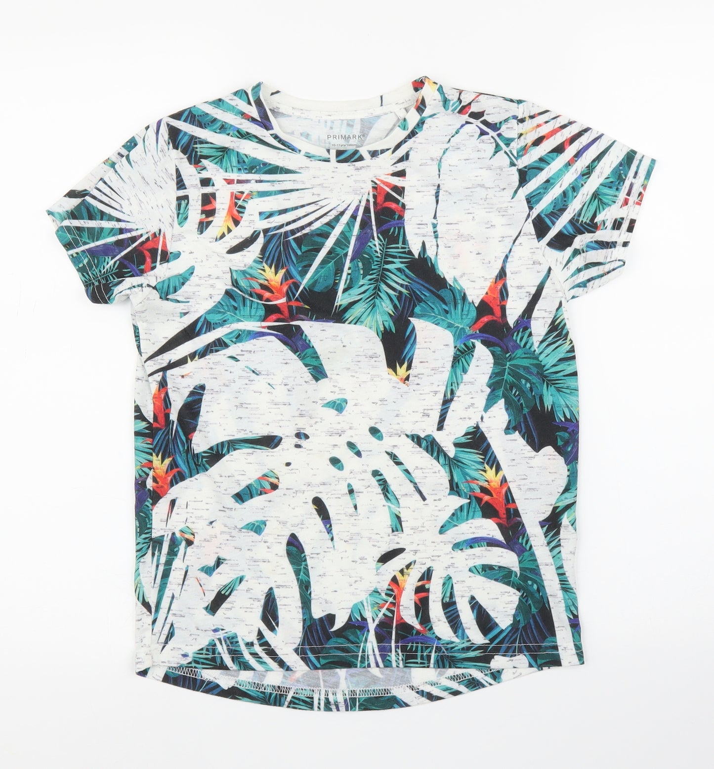Primark Boys Grey Floral  Basic T-Shirt Size 10-11 Years