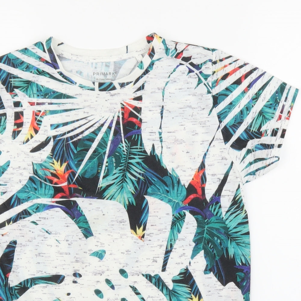 Primark Boys Grey Floral  Basic T-Shirt Size 10-11 Years