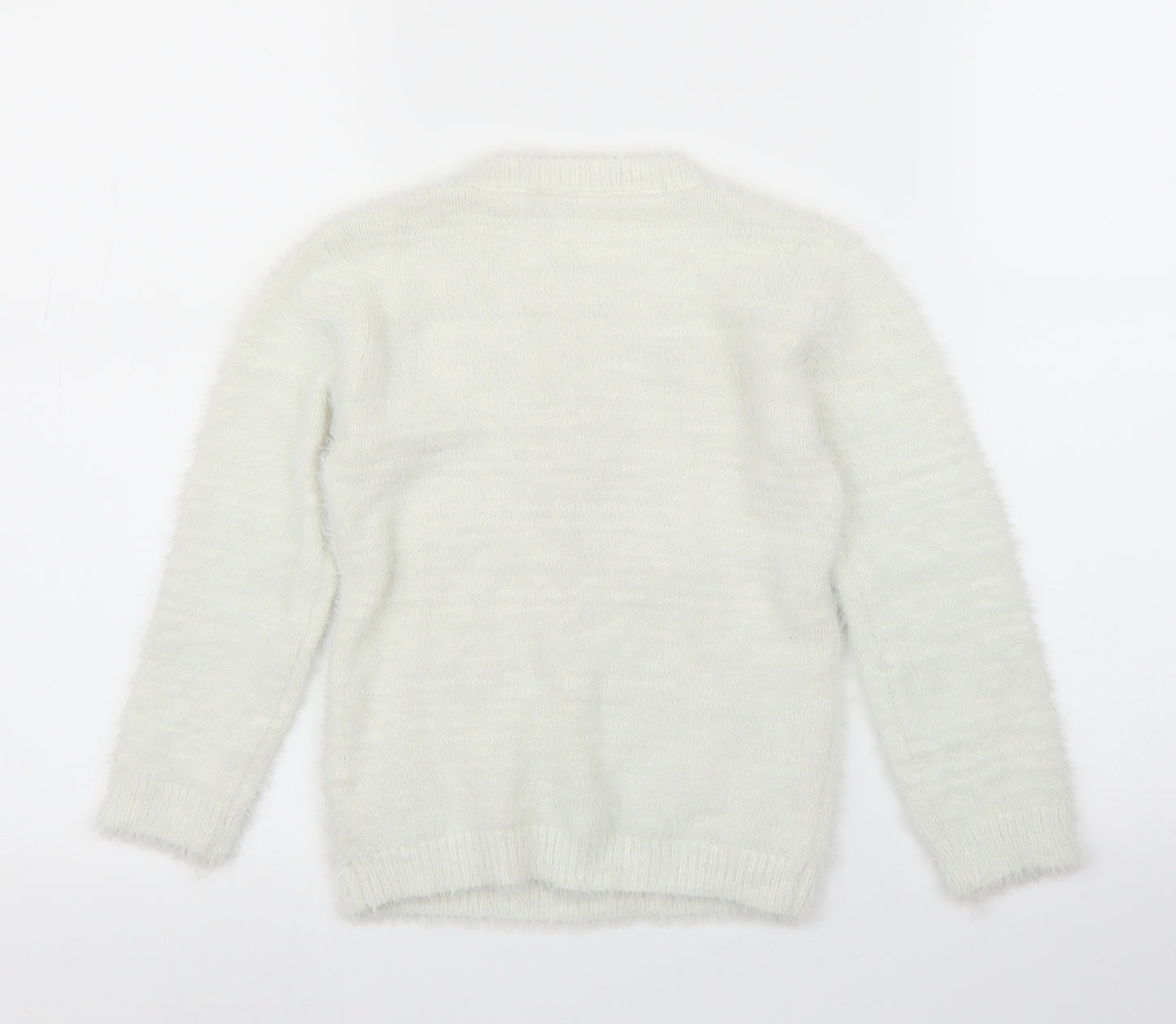 TU Girls White   Pullover Jumper Size 4-5 Years  - Christmas, Battery lights