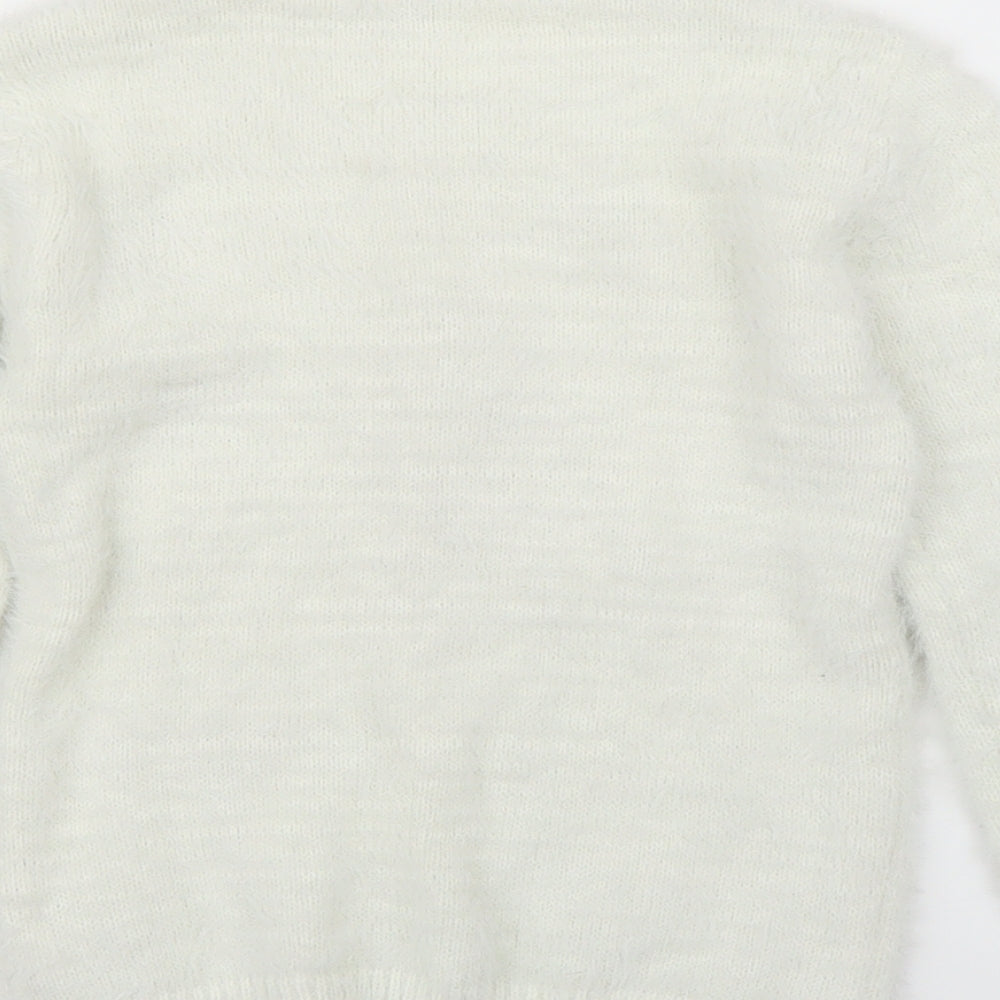 TU Girls White   Pullover Jumper Size 4-5 Years  - Christmas, Battery lights