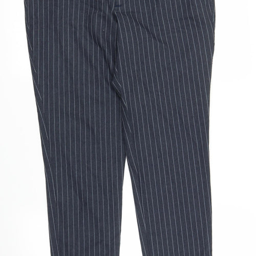 Preworn Womens Blue Striped  Carrot Trousers Size 32 in L29 in