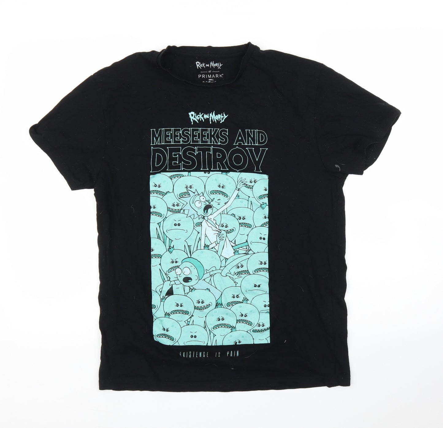 Primark Mens Black    T-Shirt Size S  - Rick and Morty
