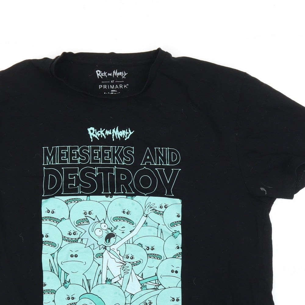 Primark Mens Black    T-Shirt Size S  - Rick and Morty