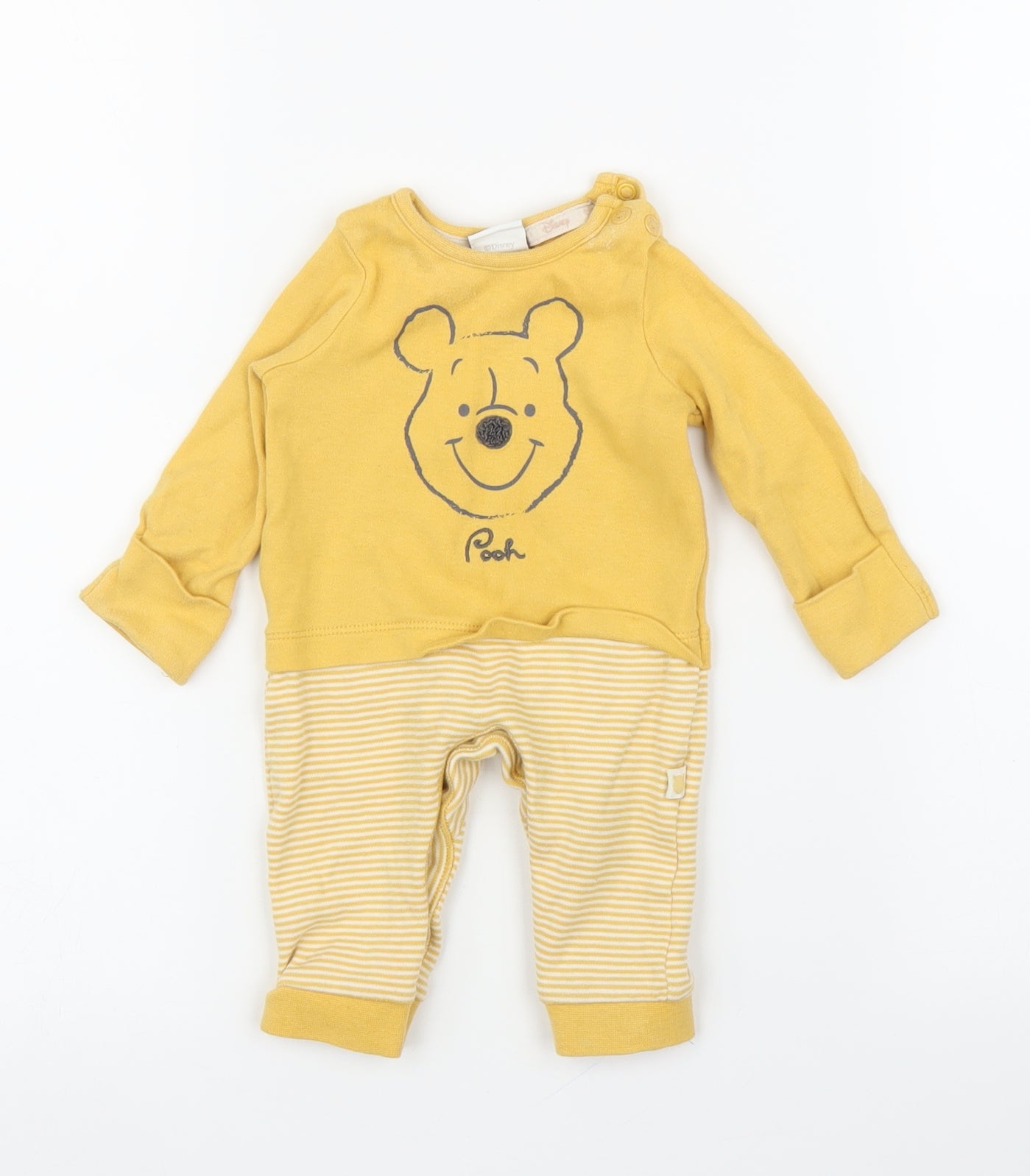 Disney Baby Yellow   Babygrow One-Piece Size 0-3 Months  - Winnie The Pooh