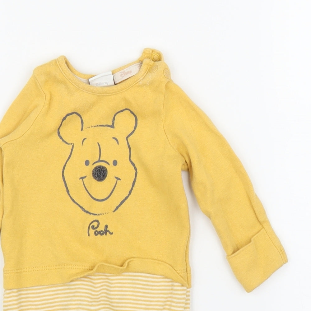 Disney Baby Yellow   Babygrow One-Piece Size 0-3 Months  - Winnie The Pooh