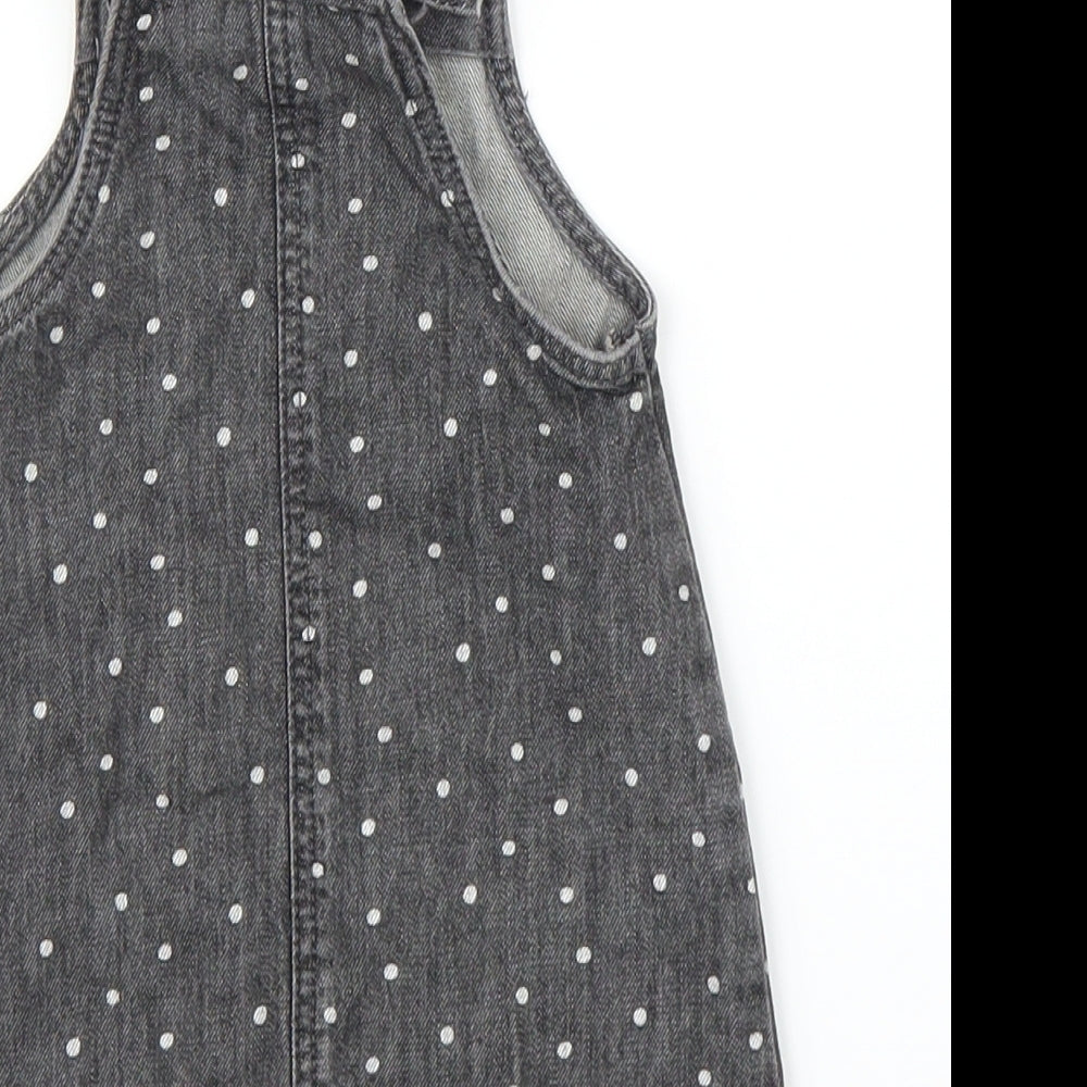 Disney Girls Grey  Denim Pinafore/Dungaree Dress  Size 9-12 Months  - Minnie Mouse