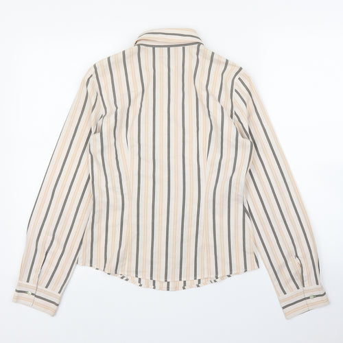 Lineaemma Womens Beige Striped  Basic Button-Up Size 12
