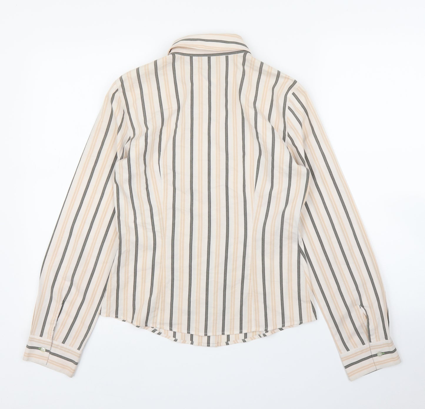 Lineaemma Womens Beige Striped  Basic Button-Up Size 12