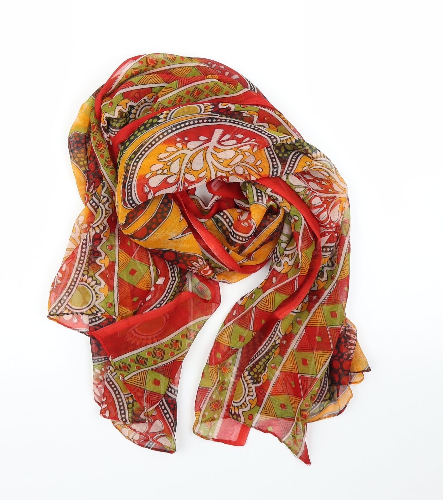 Preworn Unisex Orange Paisley   Scarf