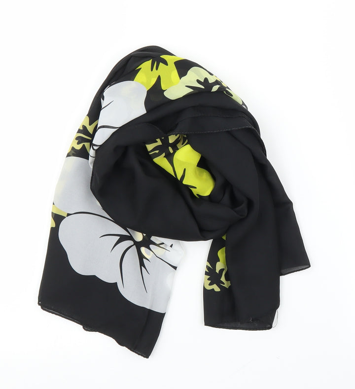 Preworn Unisex Black Floral Scarf