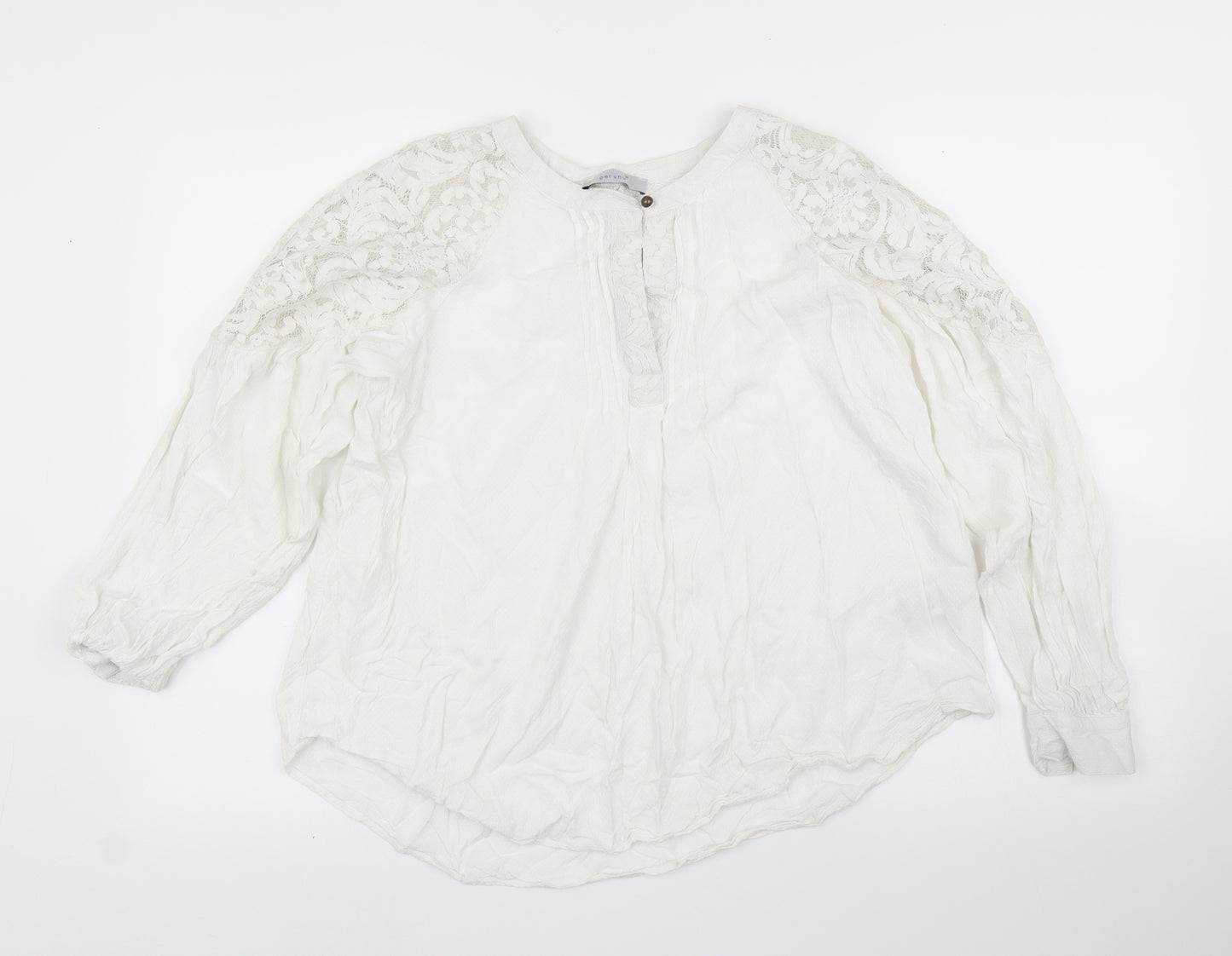 M&S Womens White Floral  Basic Blouse Size 16