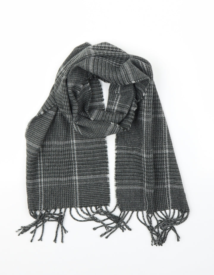 Avenue Mens Grey Plaid  Scarf  One Size
