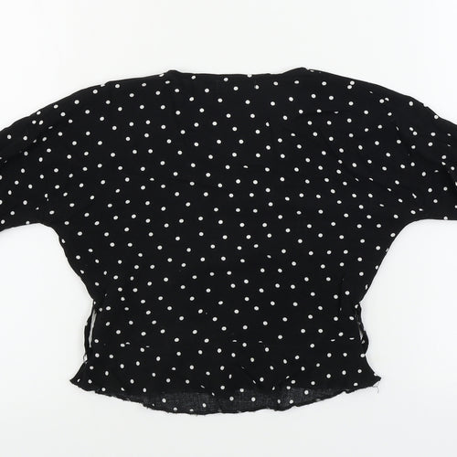 PRETTYLITTLETHING Womens Black Polka Dot  Basic Blouse Size 4