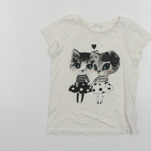 H&M  Girls White   Basic T-Shirt Size 3-4 Years