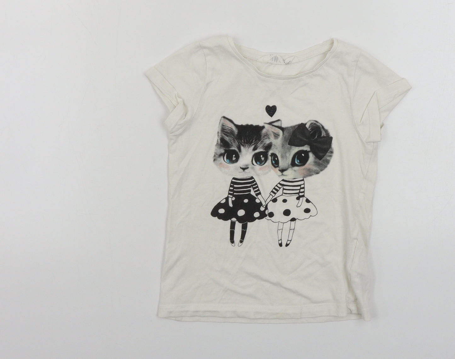 H&M  Girls White   Basic T-Shirt Size 3-4 Years