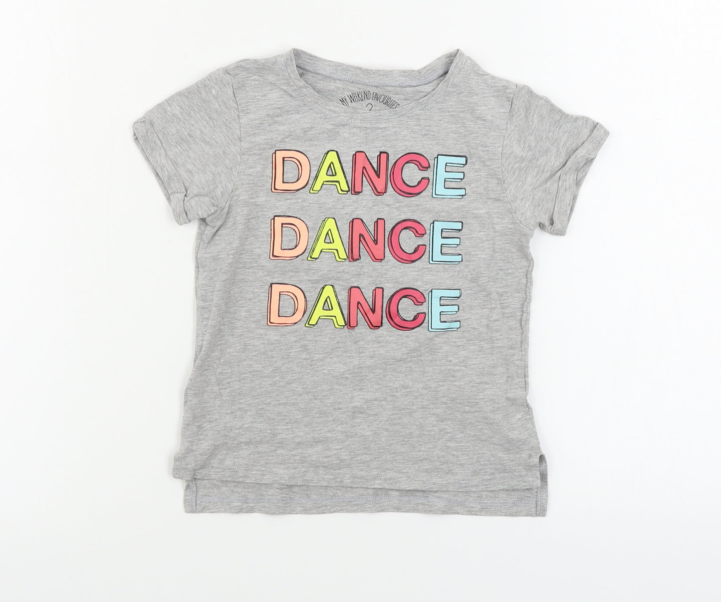 Preworn  Girls Grey   Basic T-Shirt Size 4 Years