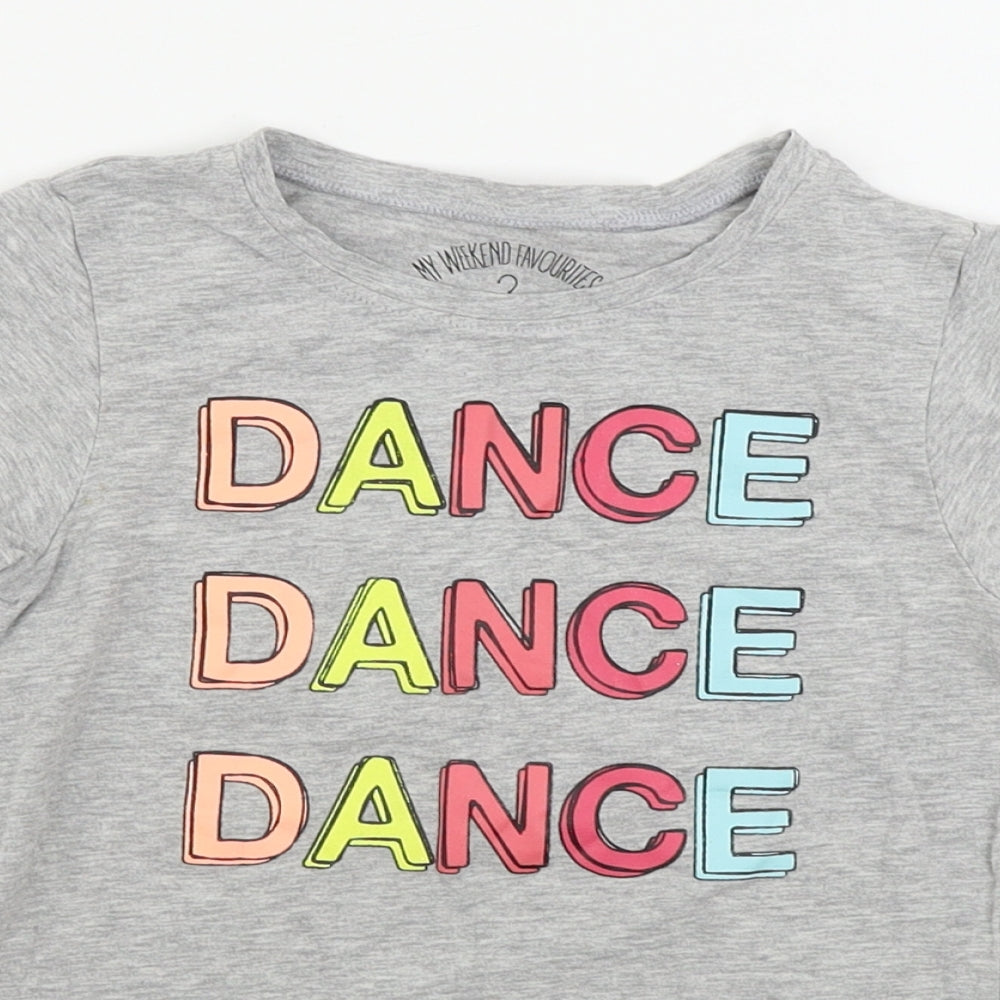 Preworn  Girls Grey   Basic T-Shirt Size 4 Years
