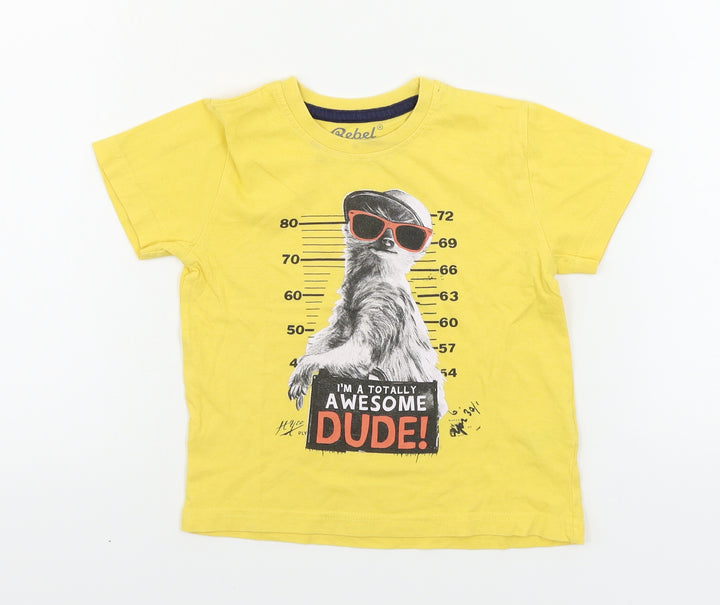 Primark Boys Yellow   Basic T-Shirt Size 2-3 Years