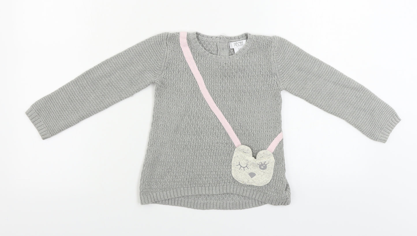 Miss Mona mouse  Girls Grey   Pullover Jumper Size 4 Years