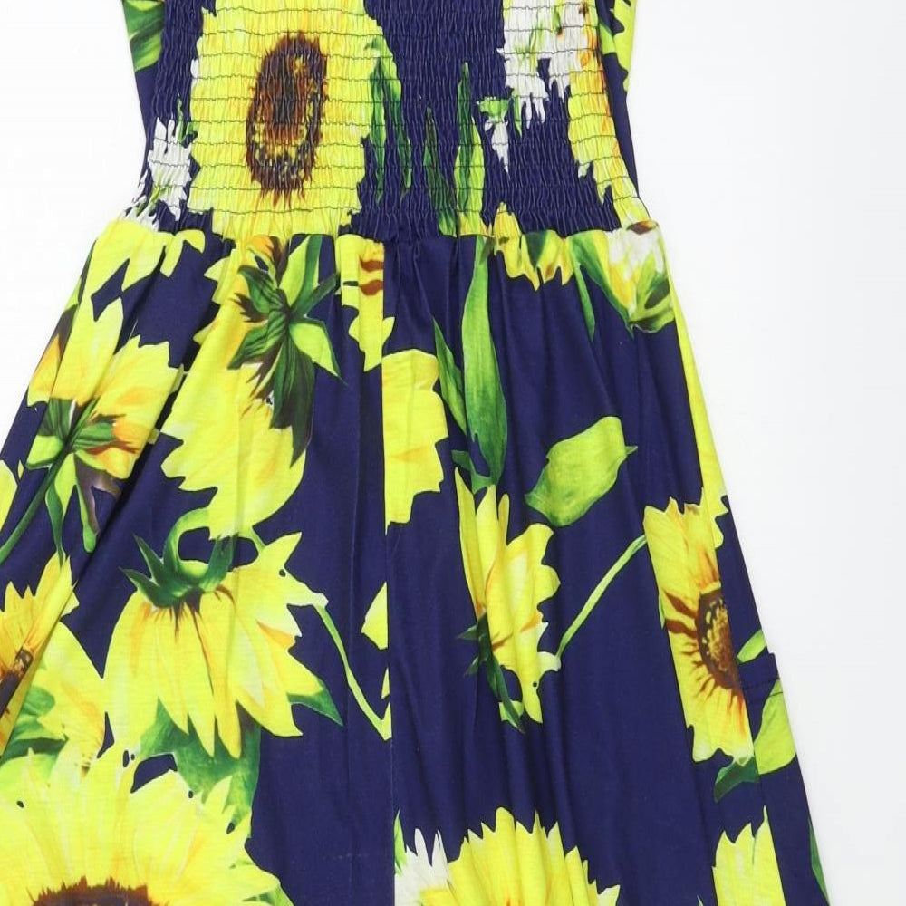 Preworn  Womens Blue Floral  A-Line  Size M