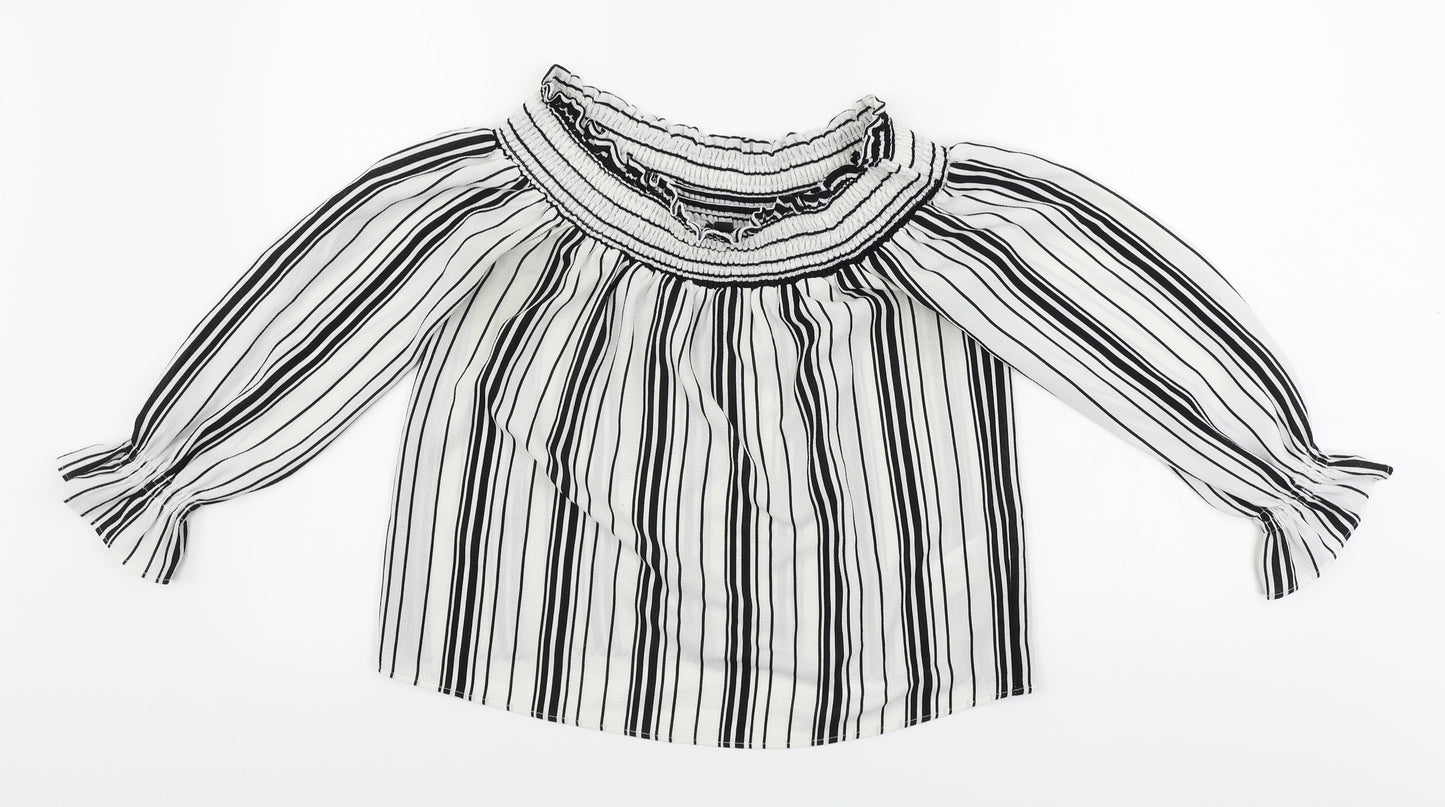 Lipsy Womens White Striped  Basic Blouse Size 10