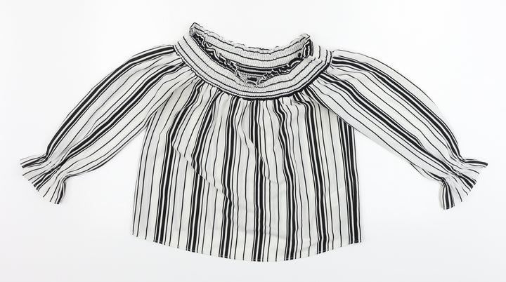 Lipsy Womens White Striped Basic Blouse Size 10