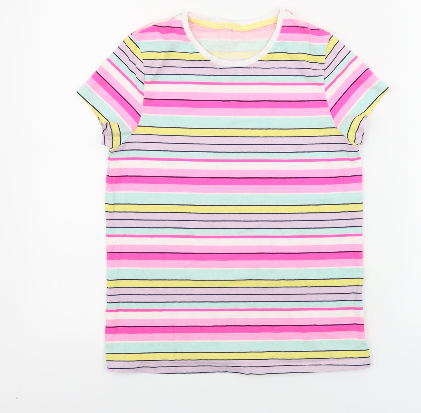 George  Girls Pink Striped  Basic T-Shirt Size 12-13 Years
