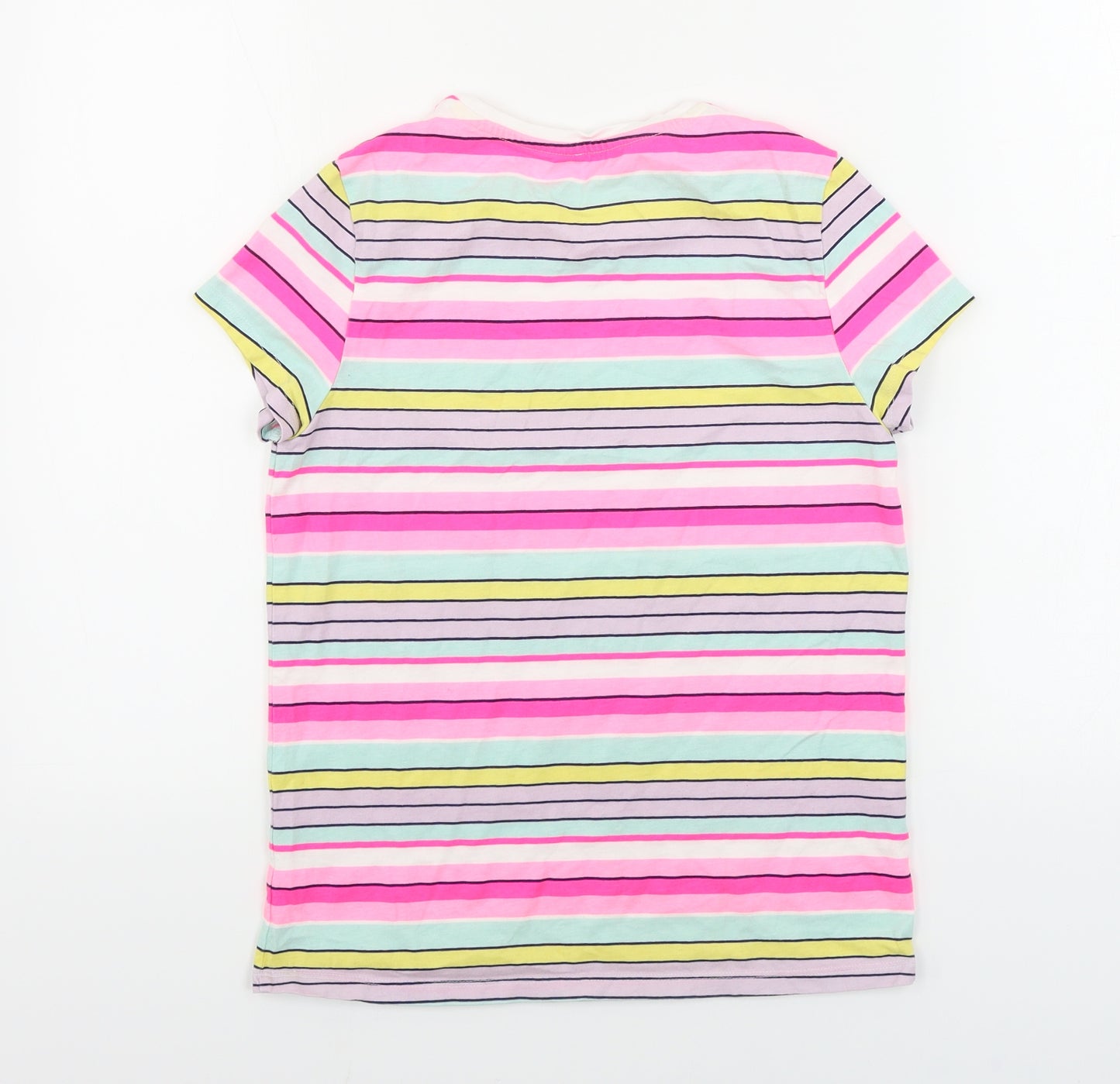 George  Girls Pink Striped  Basic T-Shirt Size 12-13 Years