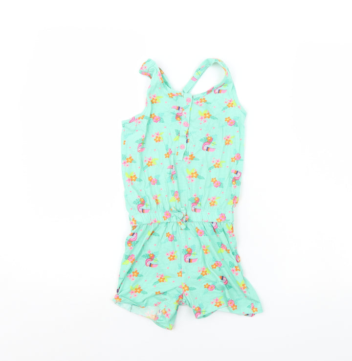 Dunnes Stores Girls Green Floral  Playsuit One-Piece Size 5 Years