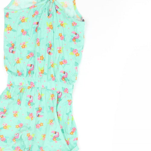 Dunnes Stores Girls Green Floral  Playsuit One-Piece Size 5 Years