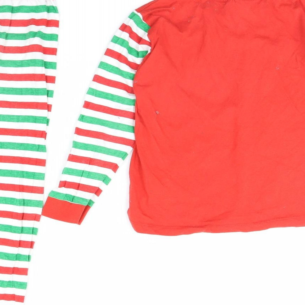 Preworn Boys Red Striped   Pyjama Set Size 9 Years  - Christmas