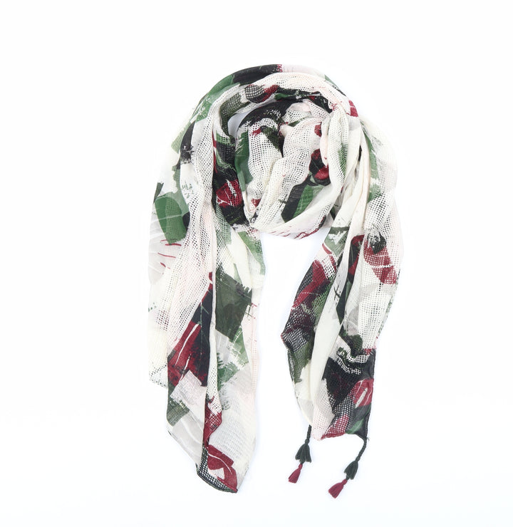 Preworn Womens Beige Floral Scarf