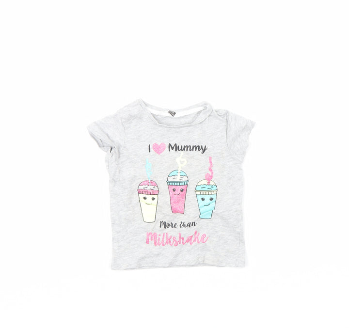 PEP & cO Girls Grey Basic T-Shirt Size 18-24 Months