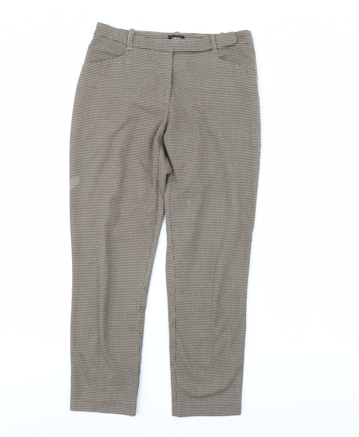 Oasis Womens Brown Herringbone  Trousers  Size 10 L27 in