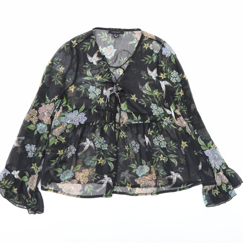Atmosphere Womens Black Floral  Basic Blouse Size 10