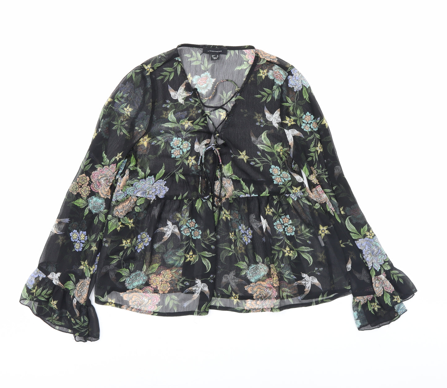 Atmosphere Womens Black Floral  Basic Blouse Size 10
