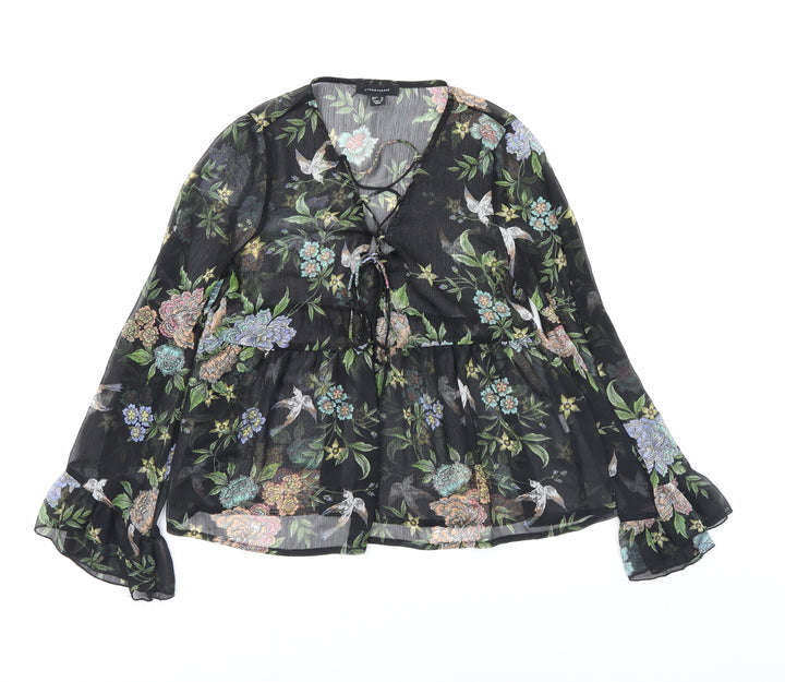 Atmosphere Womens Black Floral  Basic Blouse Size 10
