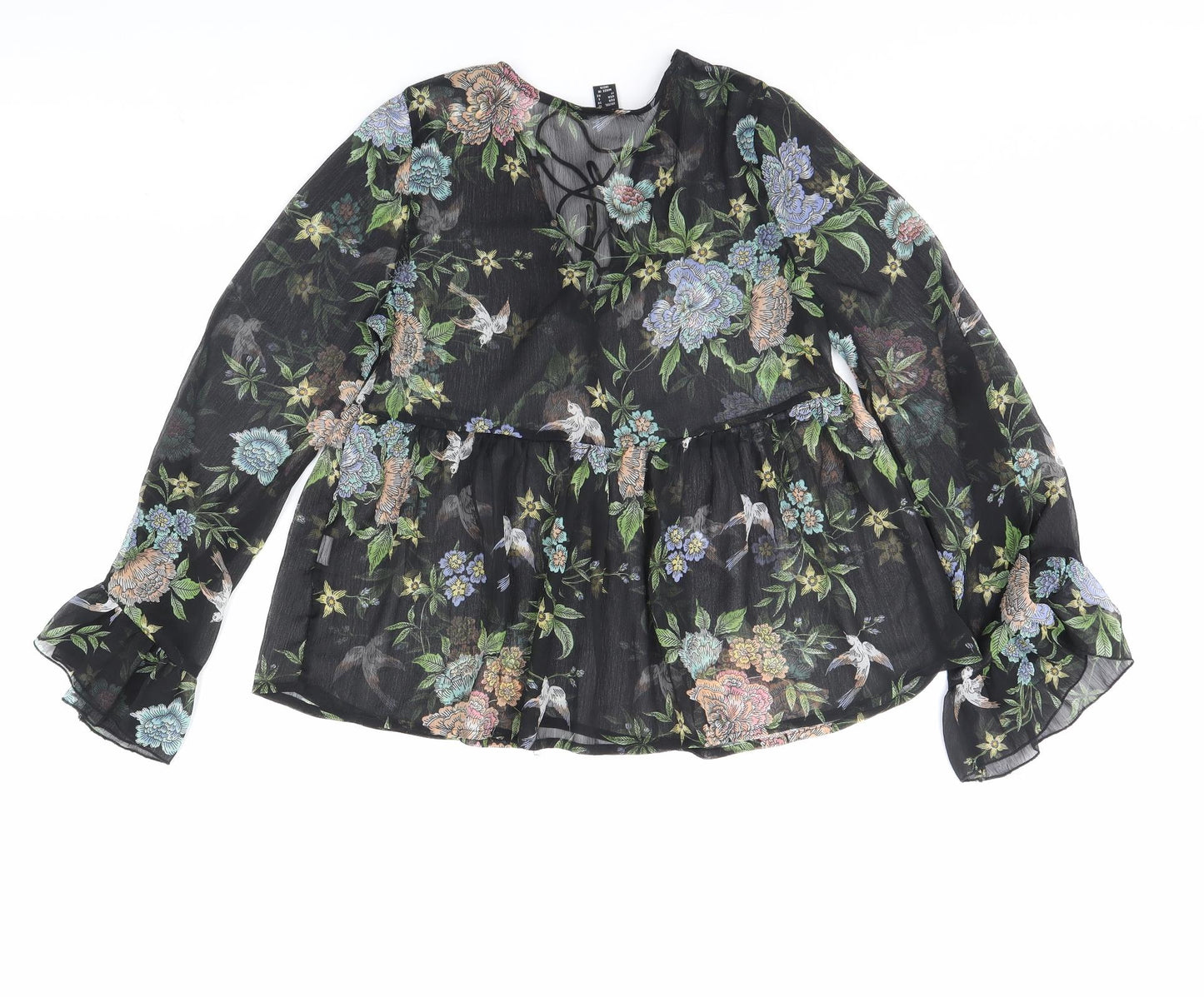 Atmosphere Womens Black Floral  Basic Blouse Size 10