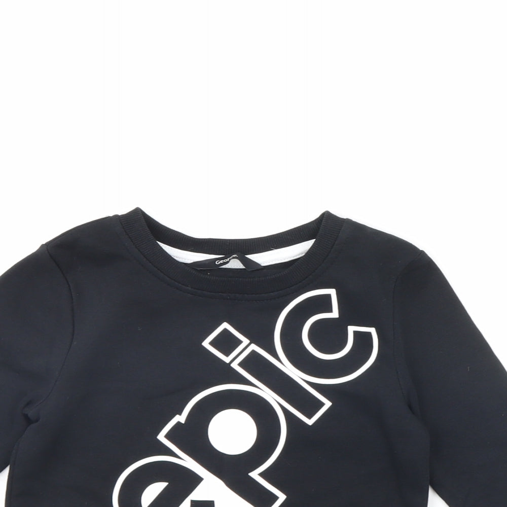 George Boys Black   Pullover Jumper Size 2 Years