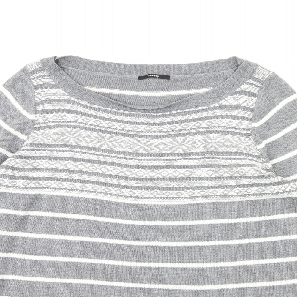 George Womens Grey Striped  Pullover Jumper Size 24
