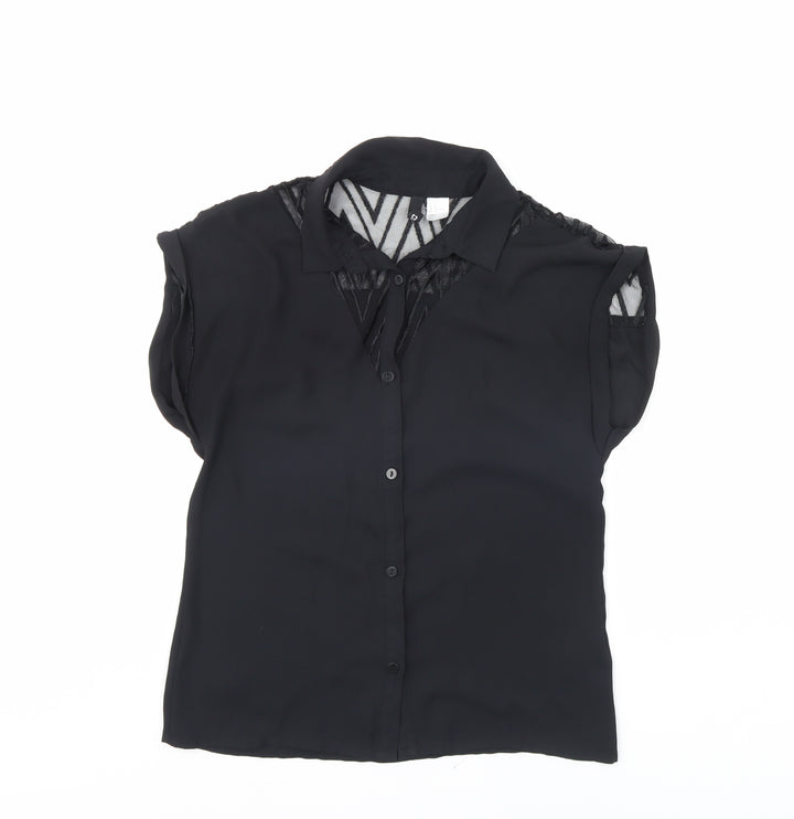 Divided Womens Black Basic Button-Up Size 8