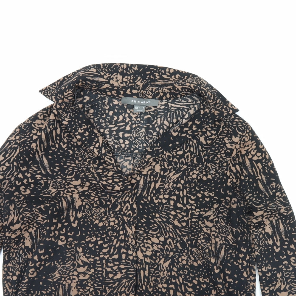 Primark Womens Brown Animal Print  Basic Blouse Size 6