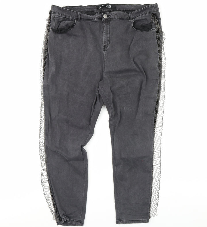 Simply Be Womens Black Denim Straight Jeans Size 42 in L29 in