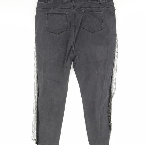 Simply Be Womens Black  Denim Straight Jeans Size 42 in L29 in